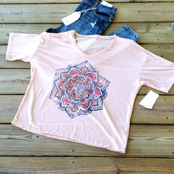 Jessica Simpson women's pink t-shirt top, size M NWT - Picture 1 of 7